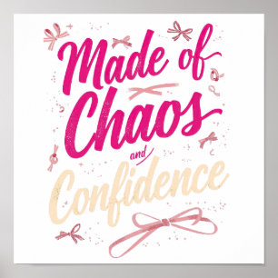 Poster Tipografia Rosa Atitude Caos E Confiança