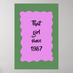 Poster Tipografia Rosa Personalizada Retro Aquela Garota