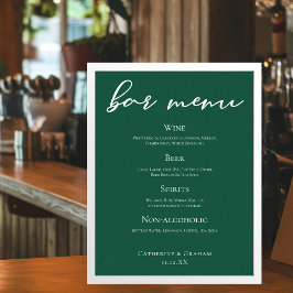Poster Tipografia Verde Esmeralda Floresta Casamento Menu