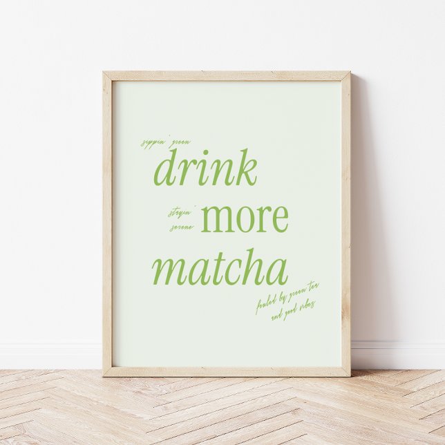 Poster Tipografia Verde Retro "Beba Mais Matcha" (Criador carregado)