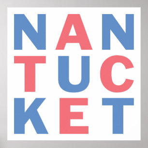 Poster tipográfico vermelho e azul #2 de Nantucke