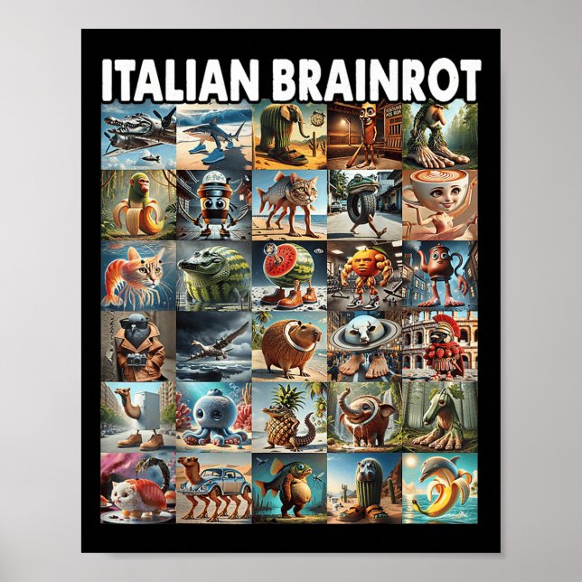 Poster Tipos De Desenhar Da Mão Do Brainrot Italiano (Frente)