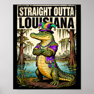 Poster Tirado direto da Louisiana Mardi Gras Jacaré