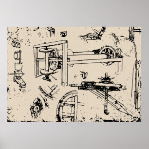 Poster Tiragem das invenções de Leonardo da Vinci
