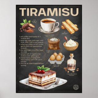 Poster Tiramisu Recebe Chalkboard Arte Italiana