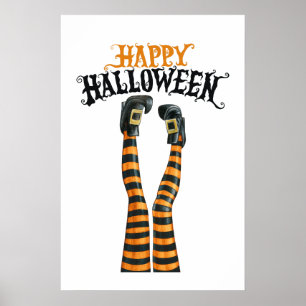 Poster Tiras de Perna de Bruxa em Boas Halloween