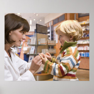 Poster tiros interiores de uma farmácia