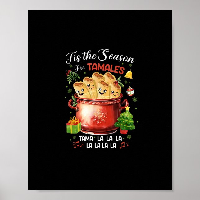 Poster Tis Season For Tamales Christmas Mexican Food (Frente)