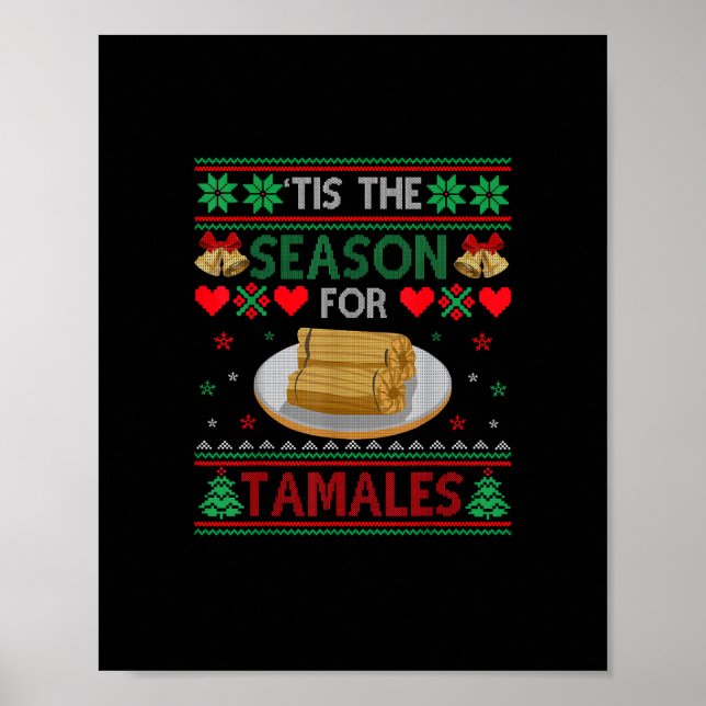 Poster Tis Season For Tamales Funny Christmas Food (Frente)