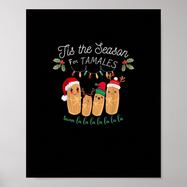 Poster Tis Season For Tamales Mexican Christmas Modern (Frente)