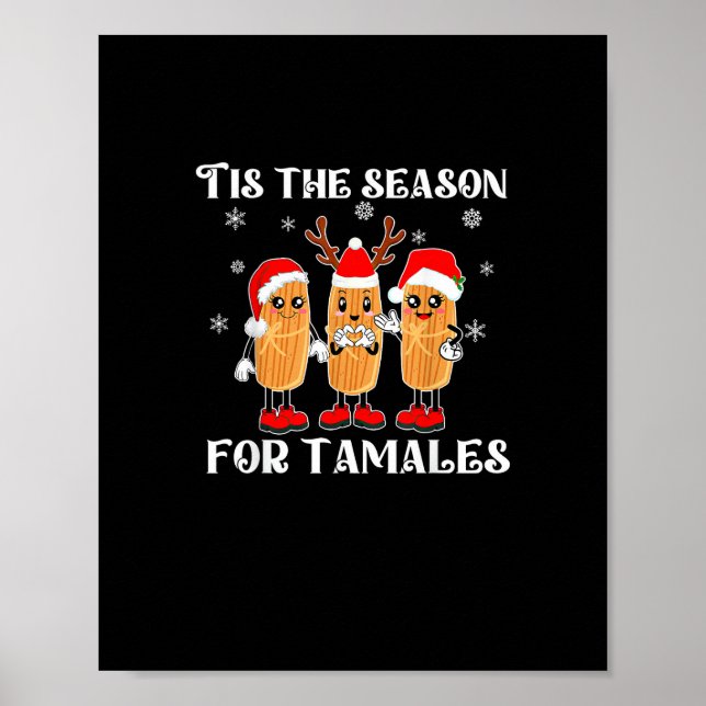 Poster Tis Season For Tamales Mexican Christmas Modern (Frente)