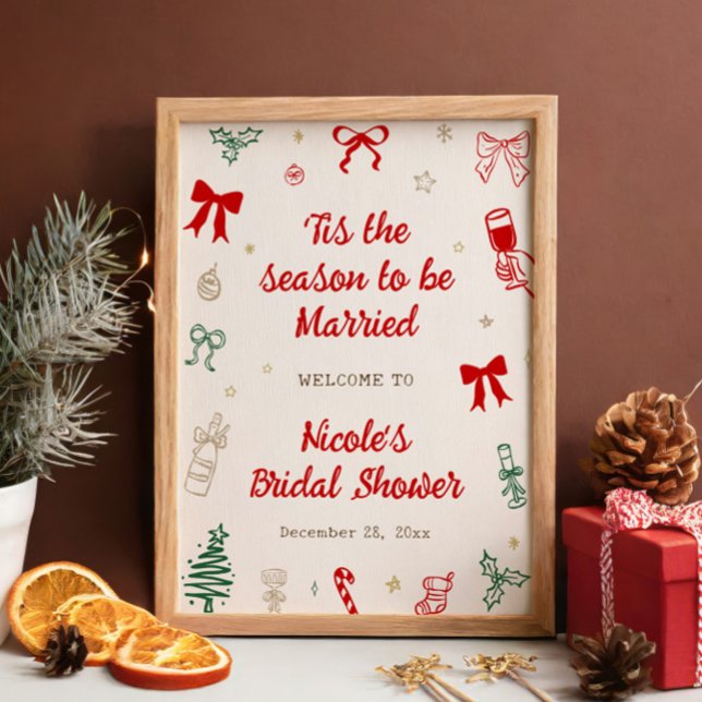 Poster Tis the Season Christmas Bridal Shower Welcome (Criador carregado)