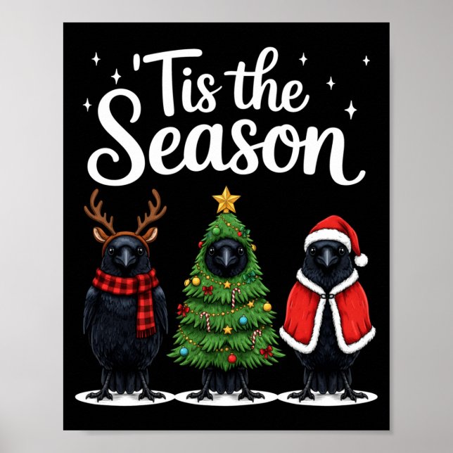Poster Tis The Season Crow Christmas Santa Bird Long Slee (Frente)