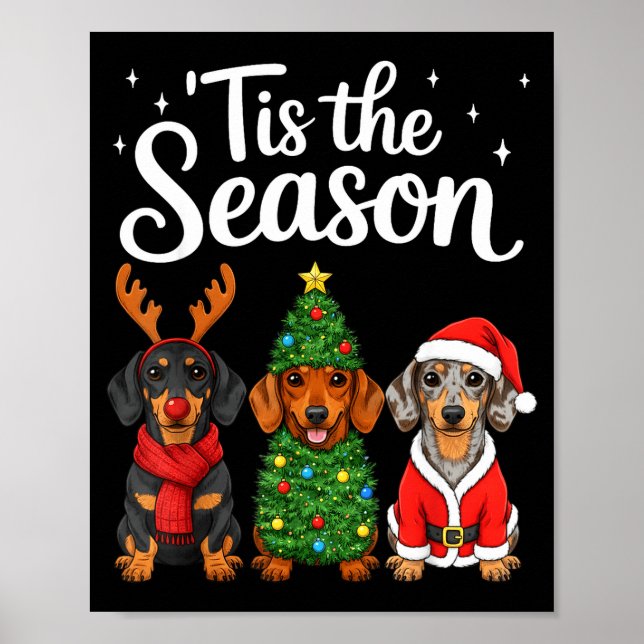 Poster Tis The Season Dachshund Christmas Santa Weiner Do (Frente)