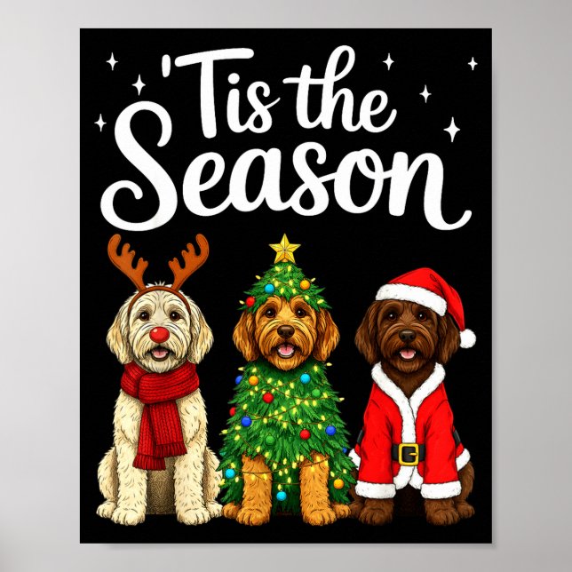 Poster Tis The Season Goldendoodle Christmas Santa Doodle (Frente)