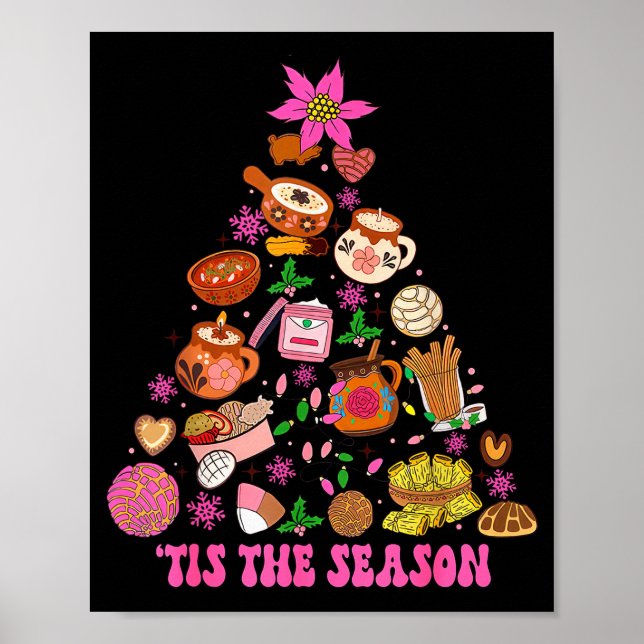 Poster Tis The Season Mexican Christmas Tree Tamales Pan  (Frente)