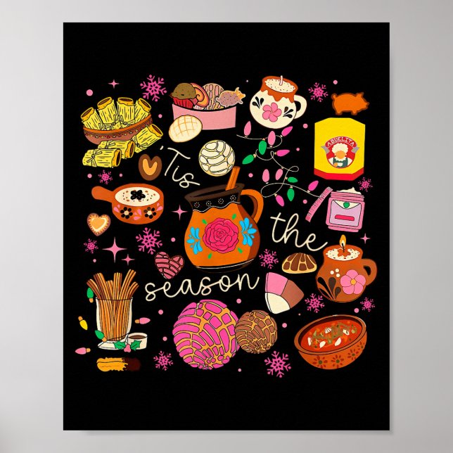 Poster Tis The Season Mexican Christmas Xmas Food Pan Dul (Frente)