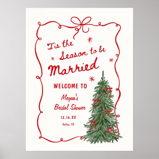 Poster Tis the Season to be Married Bridal Shower Welcome (Frente)
