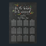 Poster tis the season winter wedding seating chart sign<br><div class="desc">A seasonal "Tis the season" winter or Christmas seating chart, with a chalkboard effect background and holly and berry accents. Easy to edit or delete the available text fields to suit your requirements. You can change the font and font size to accommodate the spacing for your particular table plan. I...</div>