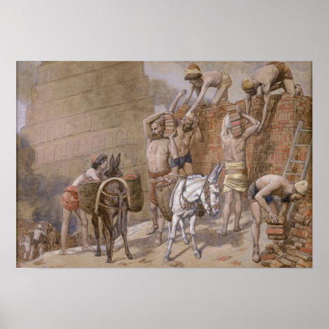 Poster Tissot - Construindo a Torre de Babel 1896 (Frente)