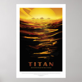 Poster Titan Moon do turismo espacial de férias de Saturn