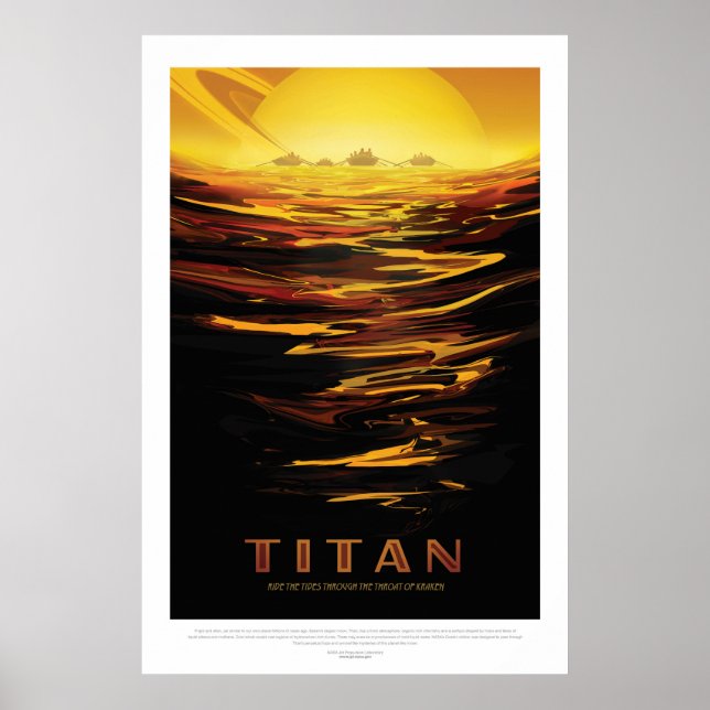 Poster Titan Moon do turismo espacial de férias de Saturn (Frente)