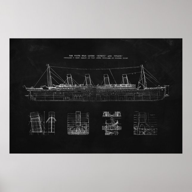Poster Titanic - Blueprint, Art, Patent, Ship (Frente)