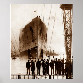 Poster Titanic Launch Circa Sepia 1912