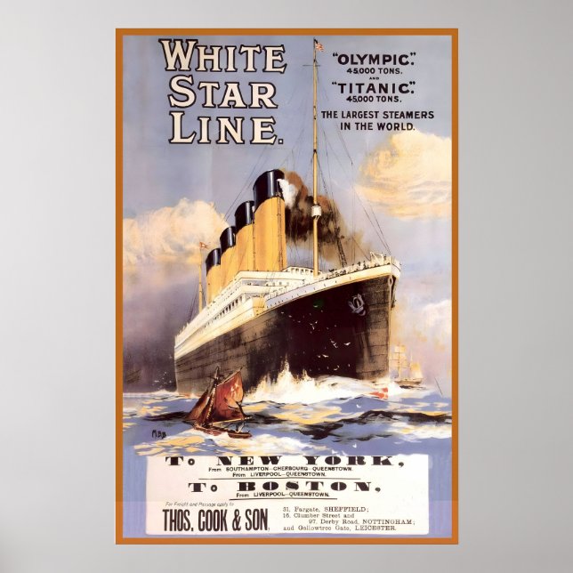 Poster Titanic White Star Line Os Maiores Navios a Vapor  (Frente)