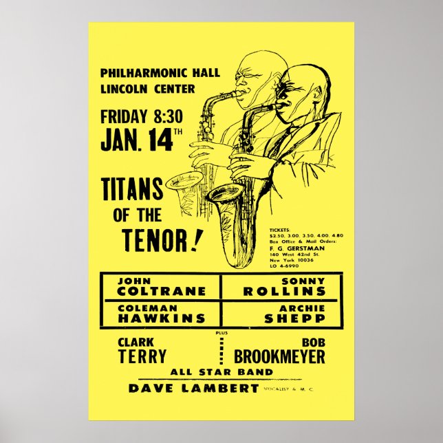 Poster Titãs de Tenor no Lincoln Center (Frente)