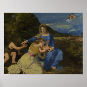 Pôster Titian - o Virgin e a criança com a criança