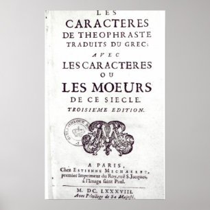 Poster Titlepage 'Les Caracteres de Theophraste
