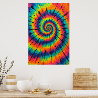 Poster Título: Arte Vibrante de Spiral Tie-Dye Neon