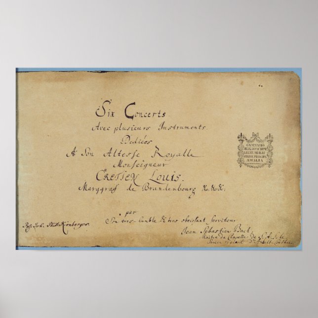 Pôster Título da página dos "Concertos de Brandenburgo" (Frente)