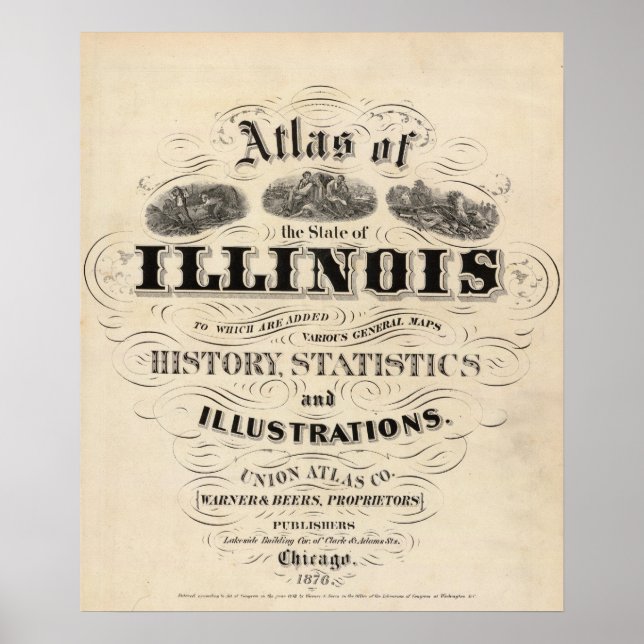 Pôster Título Page Atlas do Estado de Illinois (Frente)