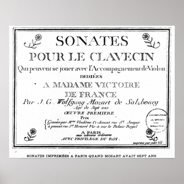 Pôster Título Página de 'Sonates pour le clavecin' (Frente)