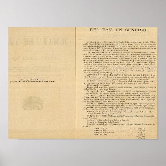 Pôster Título Página do Atlas do México 1874 (Frente)