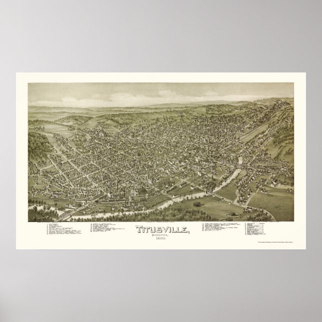 Pôster Titusville, PA Panorâmica - 1895 (Frente)