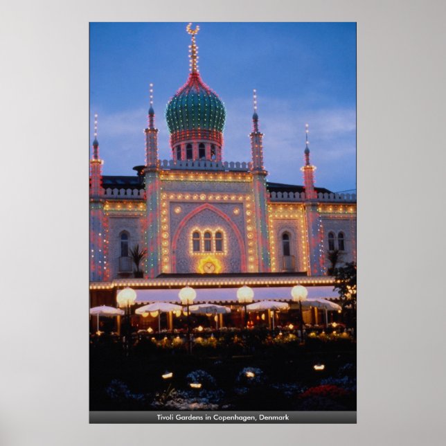 Poster Tivoli Gardens em Copenhague, Dinamarca (Frente)