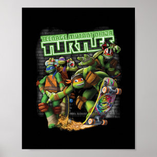 Poster Tmnt Ninjas Neon Patinação no Skate