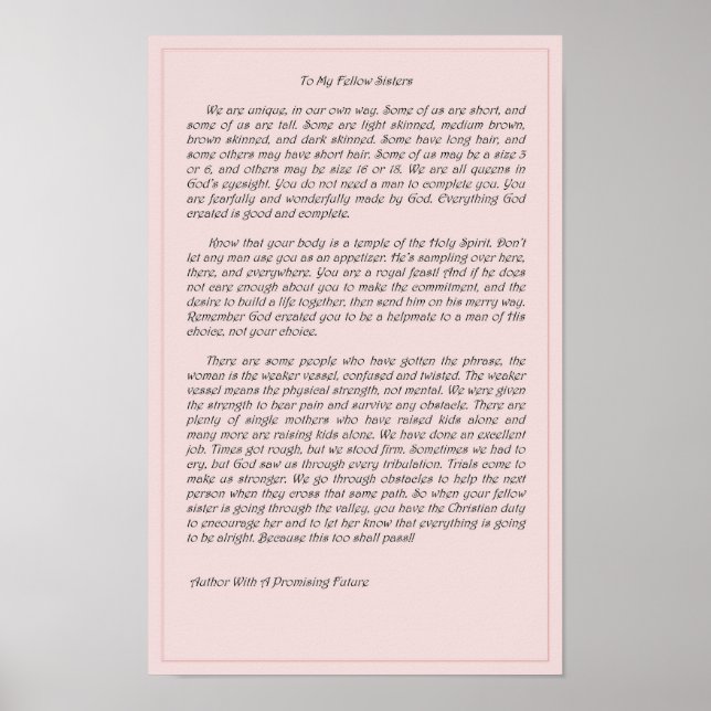 Poster To My Fellow Sisters (Frente)