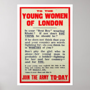 Poster To the Young Women of London, recruitment poster,