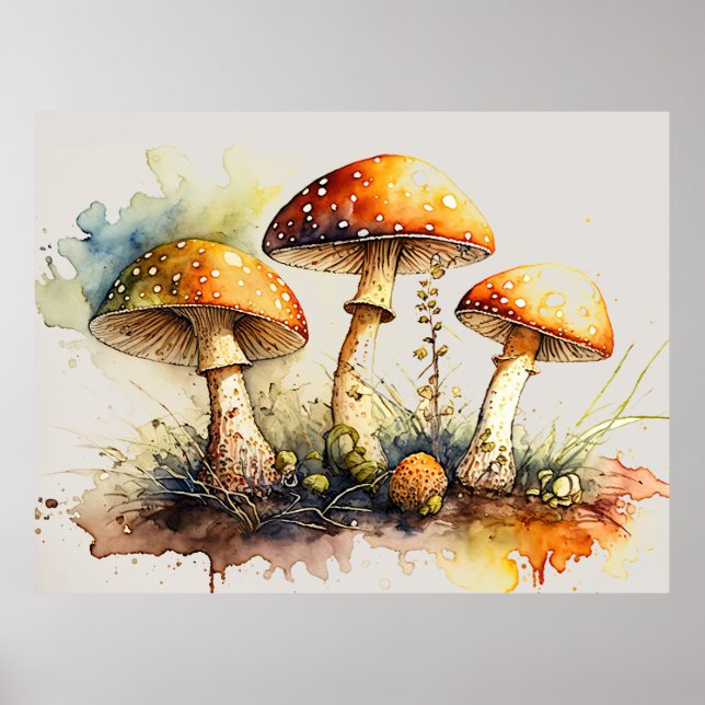 Poster Toadstool Cogumelos, Amanita muscaria (Frente)