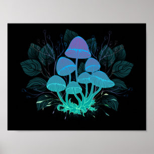 Poster Toadstools em arbustos