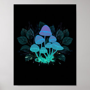 Poster Toadstools em arbustos