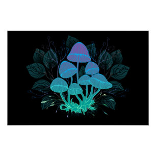 Pôster Toadstools em arbustos