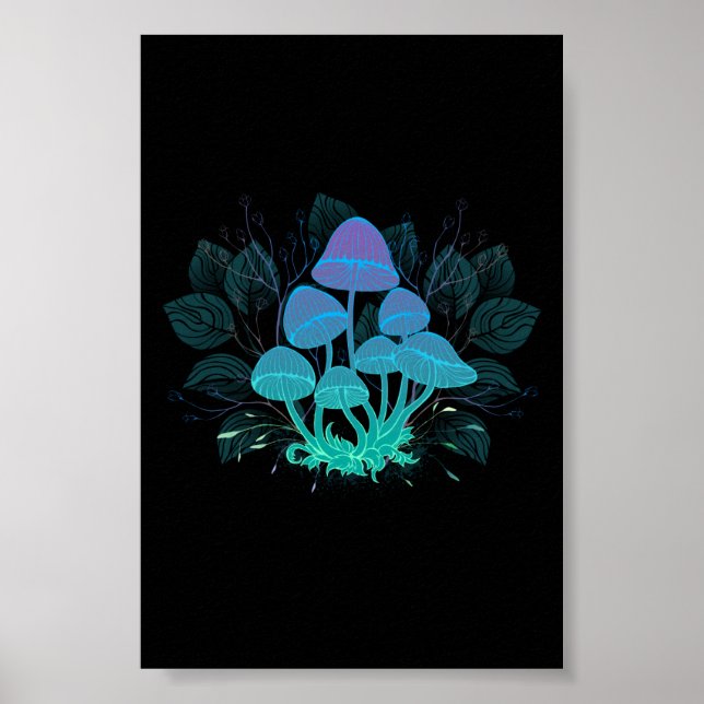 Poster Toadstools em arbustos (Frente)