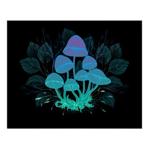 Pôster Toadstools em arbustos