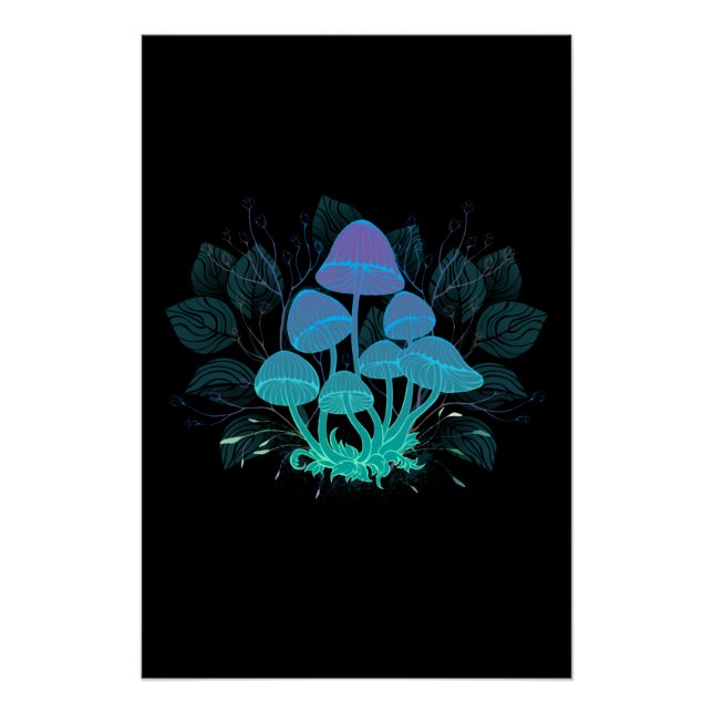 Pôster Toadstools em arbustos (Frente)