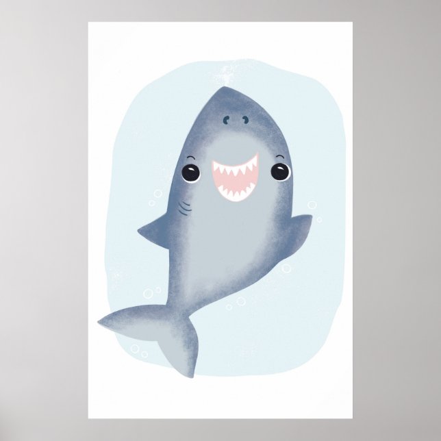 Poster Toalha Baby Shark para meninos quarto tema Oceano (Frente)